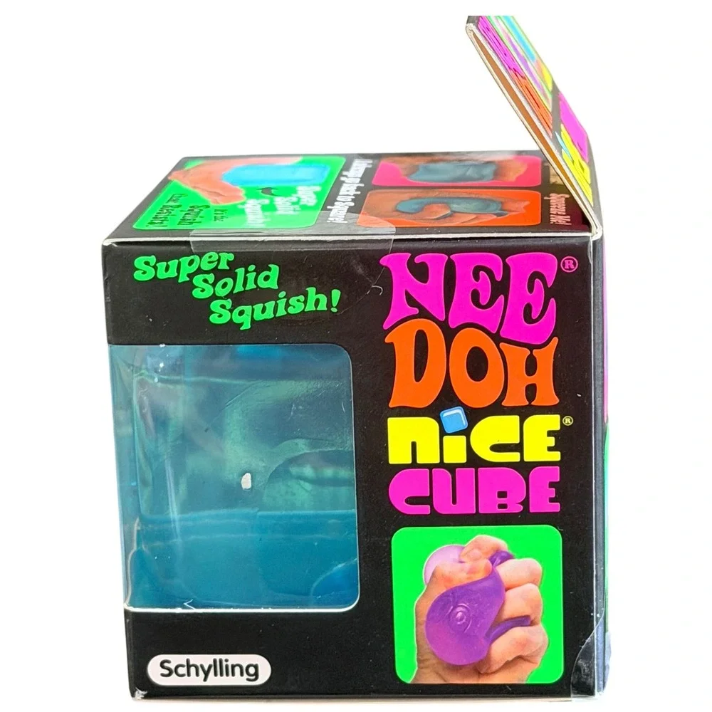 Schylling NeeDoh Nice Cube Blue Fidget Toy Squishy Stress Ball Solid Squish New